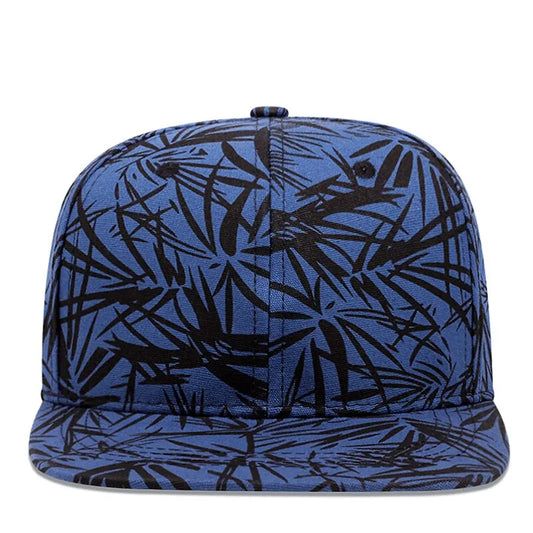 Bamboo Leaf Print Trucker Cap – Breathable Mesh Snapback Hat