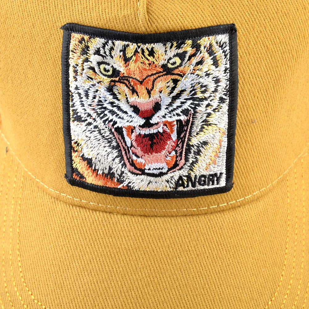 Tiger Embroidery Patch Trucker Cap – Breathable Mesh Snapback Hat