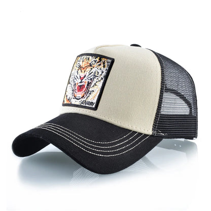 Tiger Embroidery Patch Trucker Cap – Breathable Mesh Snapback Hat