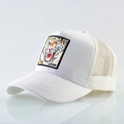 Tiger Embroidery Patch Trucker Cap – Breathable Mesh Snapback Hat