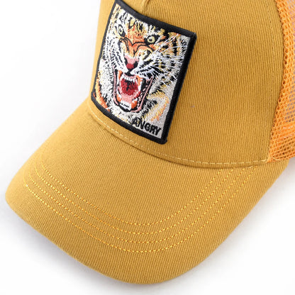 Tiger Embroidery Patch Trucker Cap – Breathable Mesh Snapback Hat