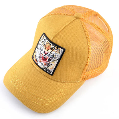 Tiger Embroidery Patch Trucker Cap – Breathable Mesh Snapback Hat