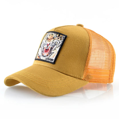 Tiger Embroidery Patch Trucker Cap – Breathable Mesh Snapback Hat