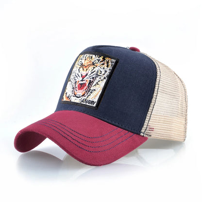 Tiger Embroidery Patch Trucker Cap – Breathable Mesh Snapback Hat