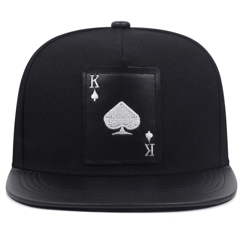 Poker Spades King Embroidered Flat Brim Hat – Hip Hop Streetwear Baseball Cap