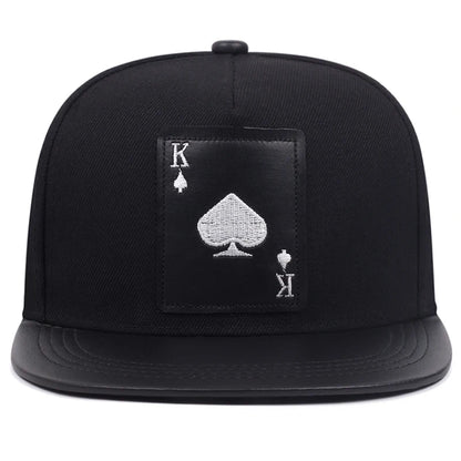 Poker Spades King Embroidered Flat Brim Hat – Hip Hop Streetwear Baseball Cap