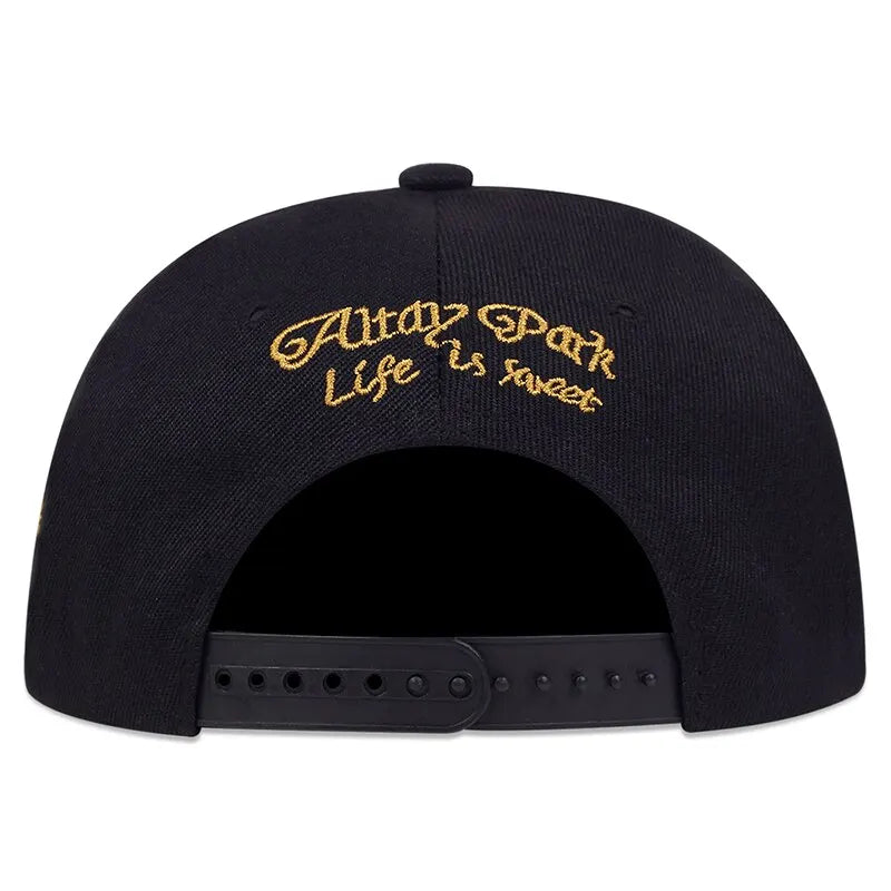 Crown Embroidered Flat Brimmed Snapback – Hip-Hop Street Baseball Cap