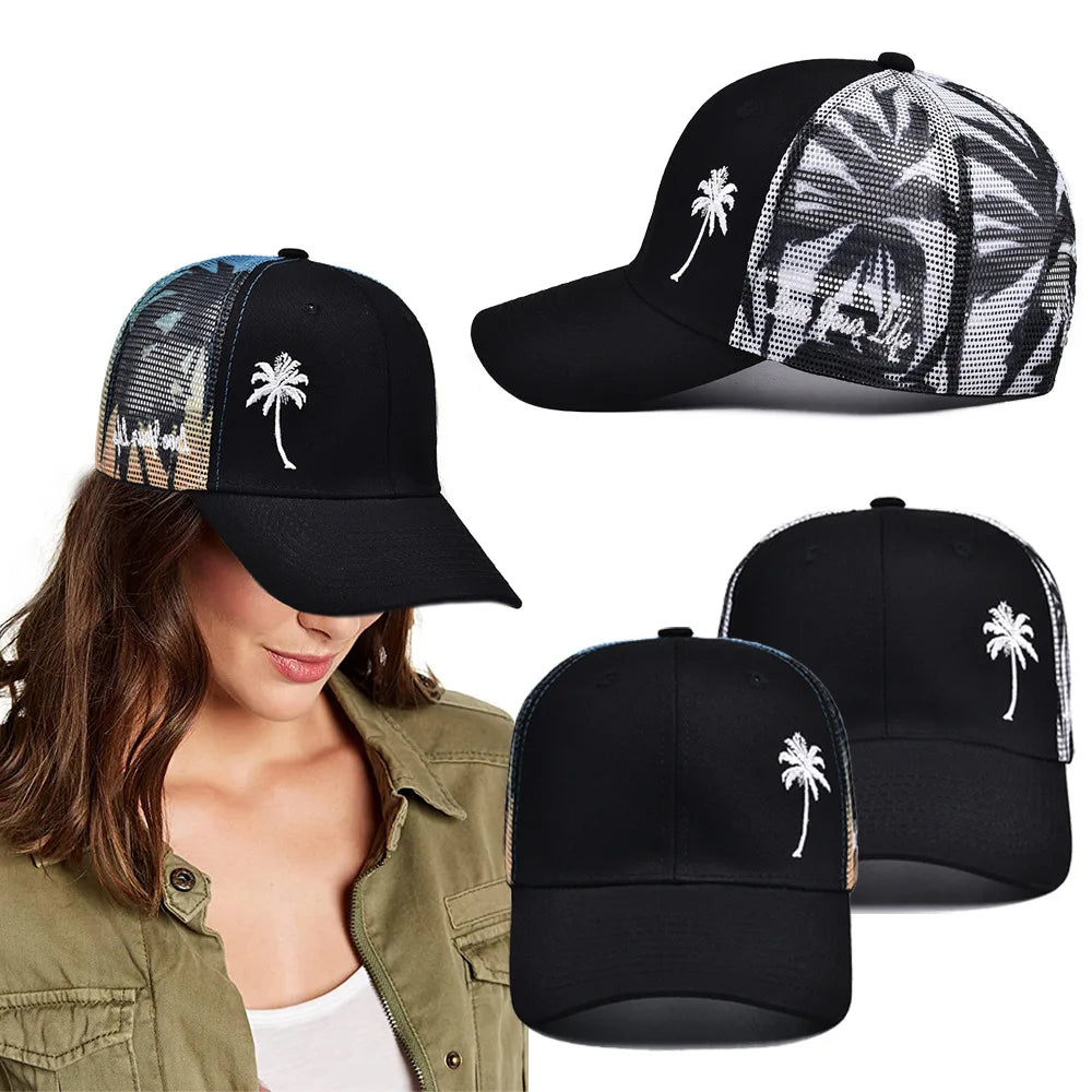 Baseball Cap with Coconut Tree Pattern