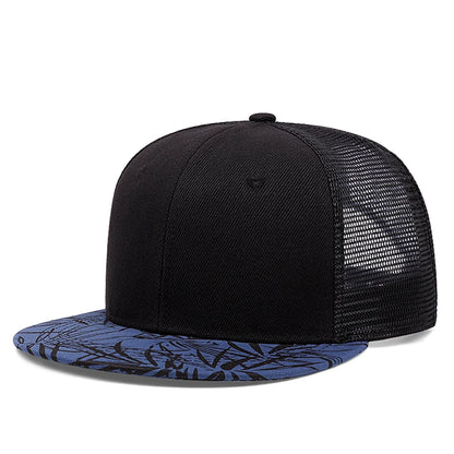 Bamboo Leaf Print Trucker Cap – Breathable Mesh Snapback Hat