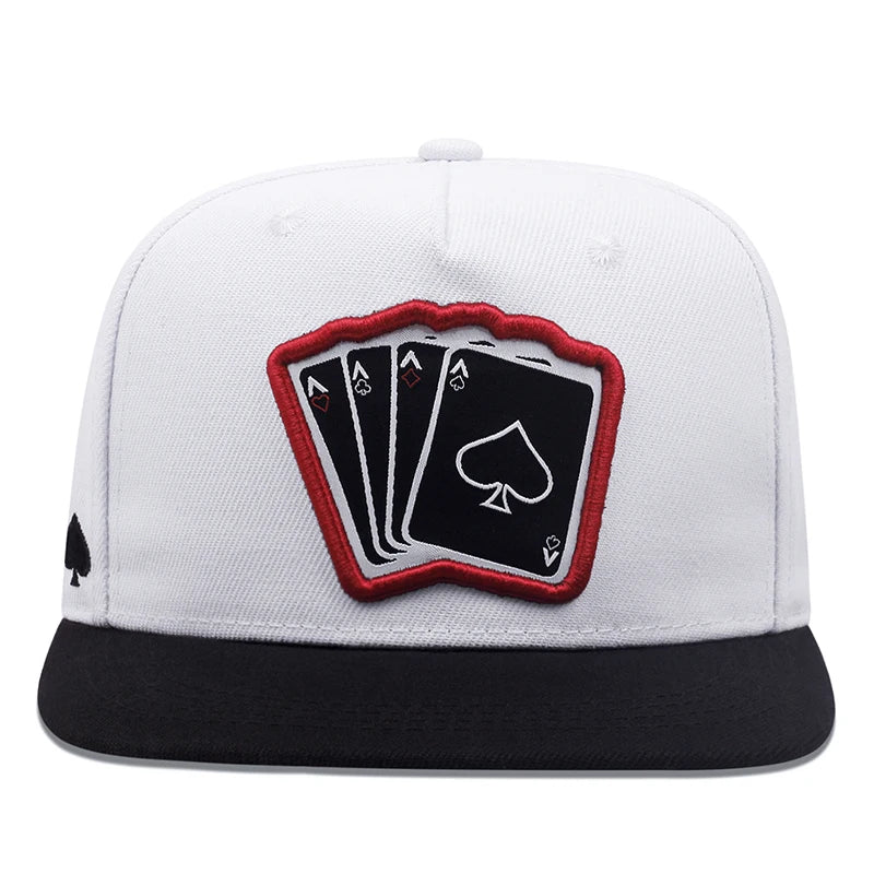 Playing Card Embroidered Flat Brim Baseball Cap – Hip Hop Streetwear Snapback