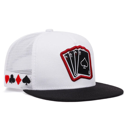 Playing Card Embroidered Flat Brim Baseball Cap – Hip Hop Streetwear Snapback