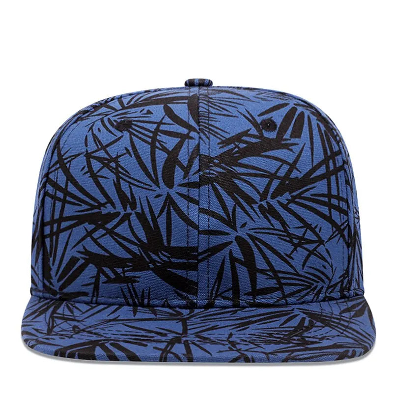 Bamboo Leaf Print Trucker Cap – Breathable Mesh Snapback Hat