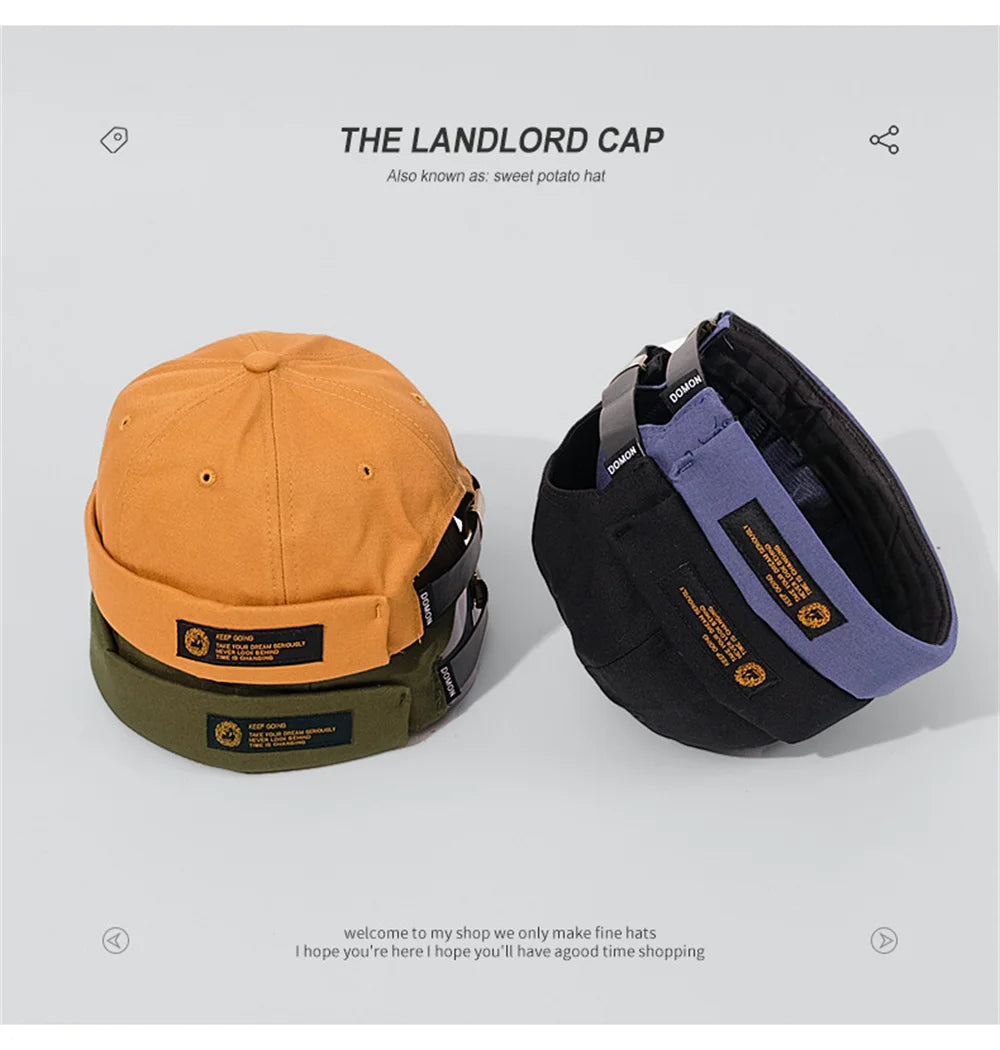 Retro Brimless Cap with Letter Label | Unisex Streetwear Beanie Hat