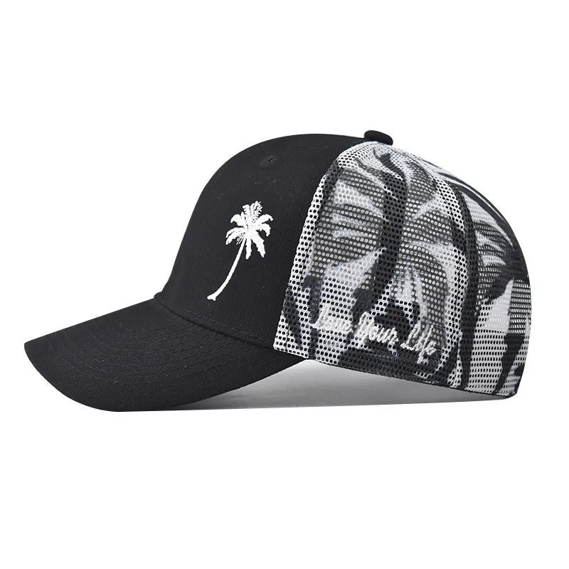 Baseball Cap with Coconut Tree Pattern