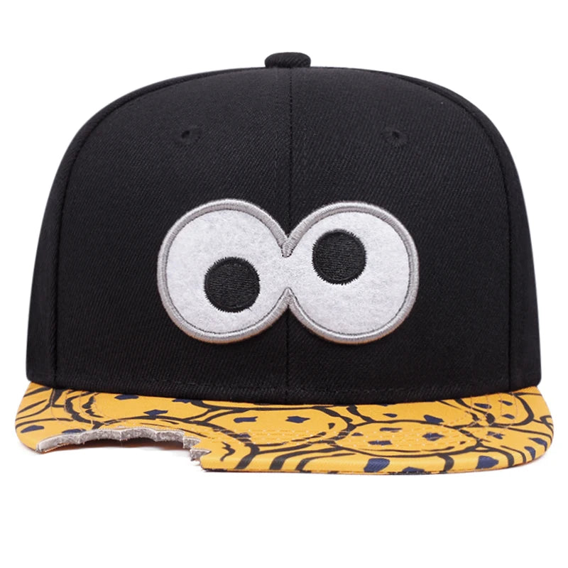 Funny Eye - Embroidered Flat Brimmed Unisex Baseball Hat, HipHop Hat for Outdoor Leisure