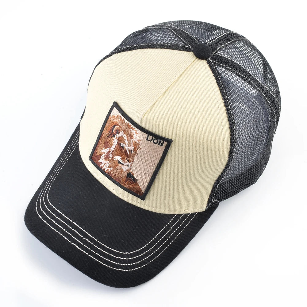 Baseball Cap With Lion Embroidery Patch Snapback | Streetwear Hip Hop Adjustable Hat