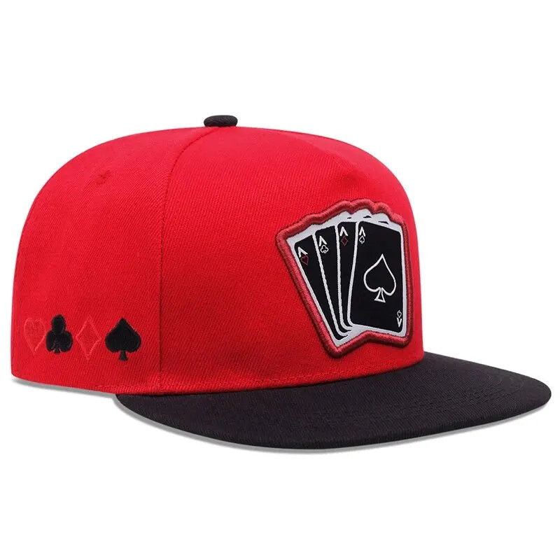 Playing Card Embroidered Flat Brim Baseball Cap – Hip Hop Streetwear Snapback