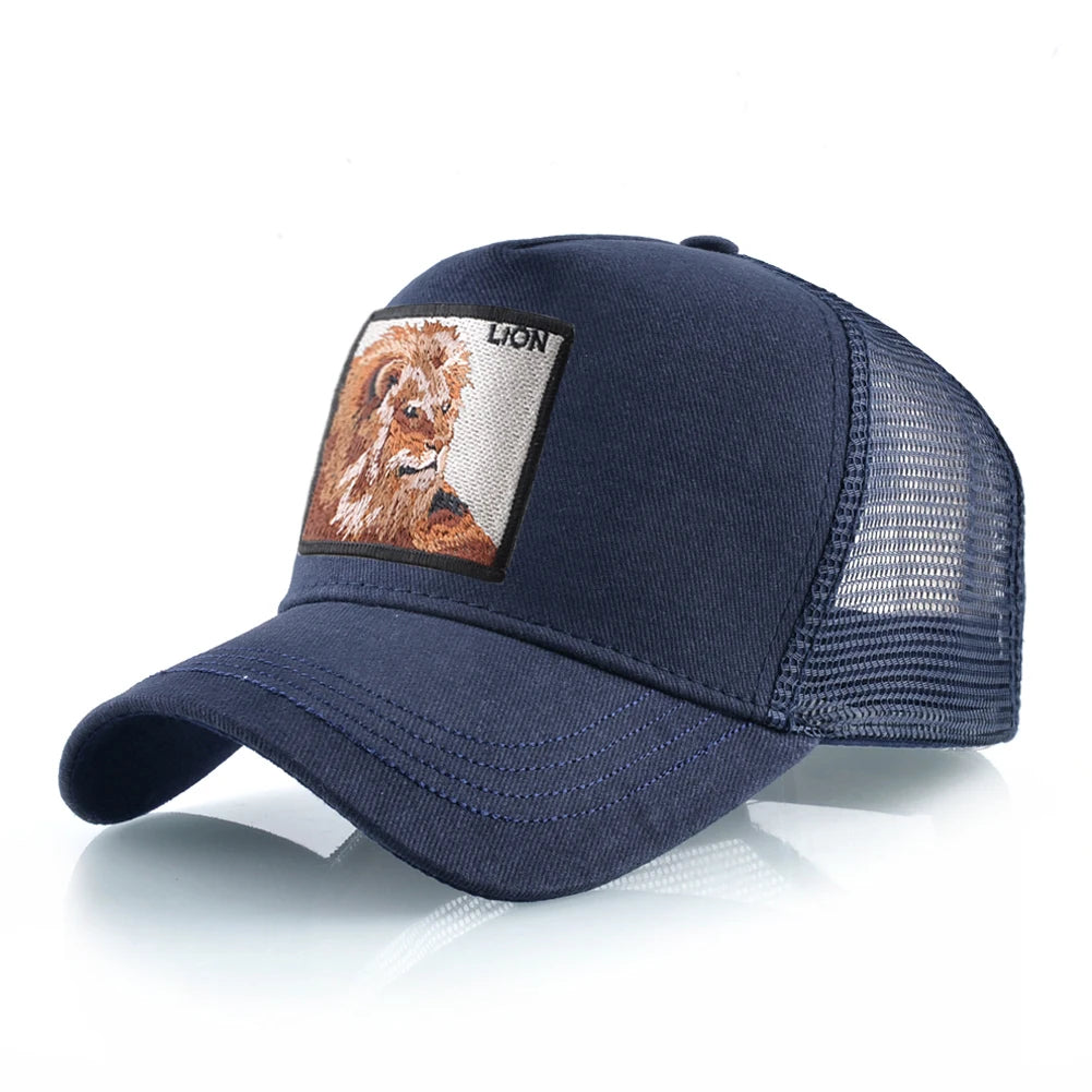 Baseball Cap With Lion Embroidery Patch Snapback | Streetwear Hip Hop Adjustable Hat