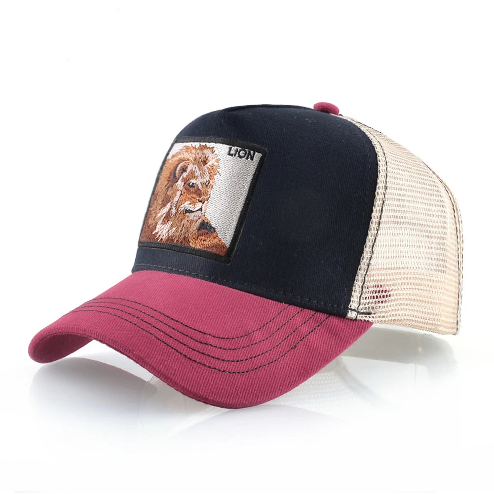 Baseball Cap With Lion Embroidery Patch Snapback | Streetwear Hip Hop Adjustable Hat