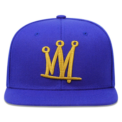 Crown Embroidered Flat Brimmed Snapback – Hip-Hop Street Baseball Cap