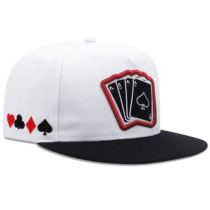 Playing Card Embroidered Flat Brim Baseball Cap – Hip Hop Streetwear Snapback