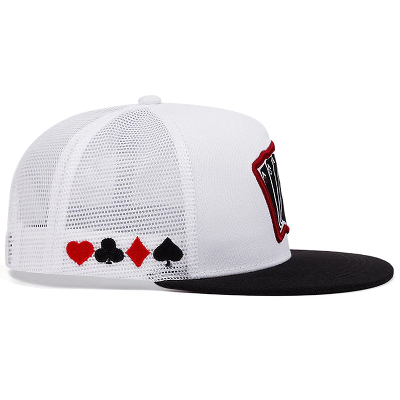 Playing Card Embroidered Flat Brim Baseball Cap – Hip Hop Streetwear Snapback