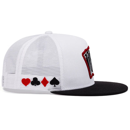 Playing Card Embroidered Flat Brim Baseball Cap – Hip Hop Streetwear Snapback