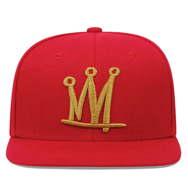Crown Embroidered Flat Brimmed Snapback – Hip-Hop Street Baseball Cap