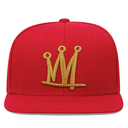 Crown Embroidered Flat Brimmed Snapback – Hip-Hop Street Baseball Cap