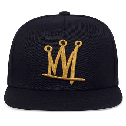 Crown Embroidered Flat Brimmed Snapback – Hip-Hop Street Baseball Cap