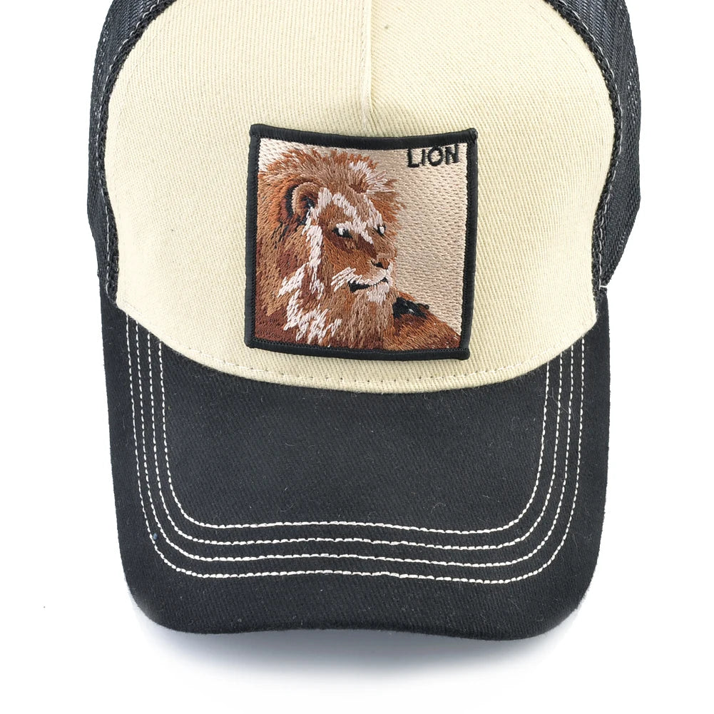 Baseball Cap With Lion Embroidery Patch Snapback | Streetwear Hip Hop Adjustable Hat