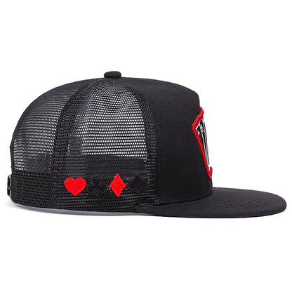 Playing Card Embroidered Flat Brim Baseball Cap – Hip Hop Streetwear Snapback