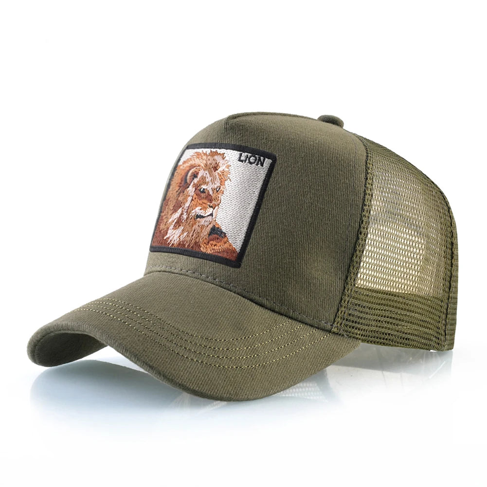 Baseball Cap With Lion Embroidery Patch Snapback | Streetwear Hip Hop Adjustable Hat
