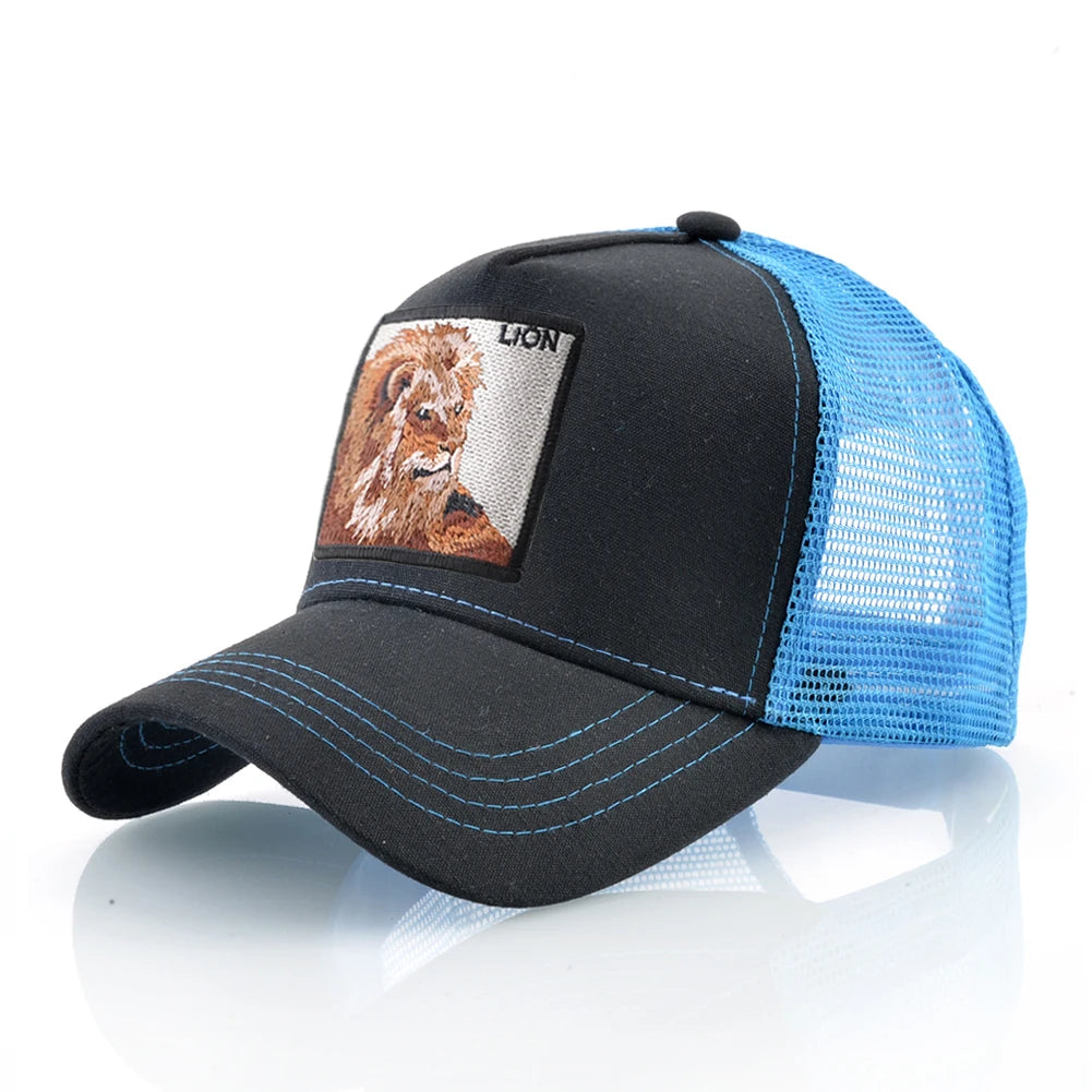 Baseball Cap With Lion Embroidery Patch Snapback | Streetwear Hip Hop Adjustable Hat