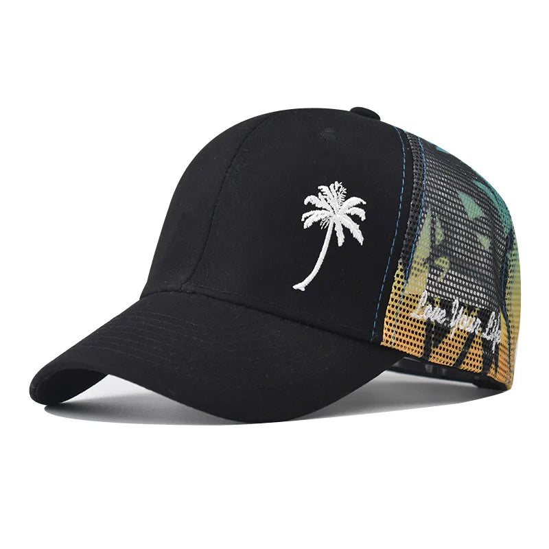 Baseball Cap with Coconut Tree Pattern