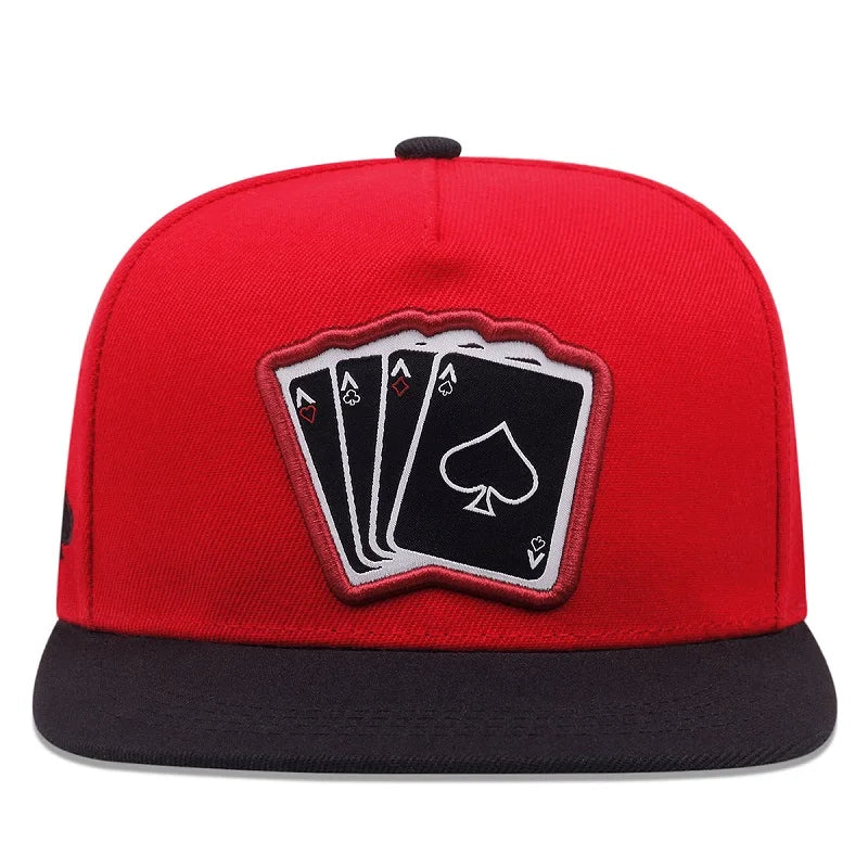 Playing Card Embroidered Flat Brim Baseball Cap – Hip Hop Streetwear Snapback