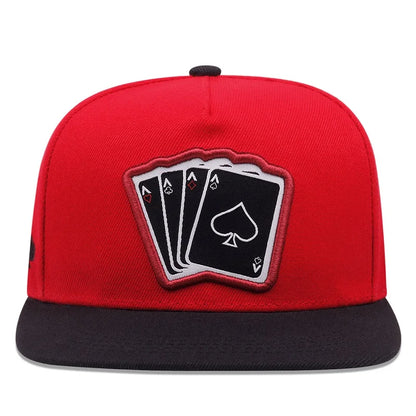 Playing Card Embroidered Flat Brim Baseball Cap – Hip Hop Streetwear Snapback