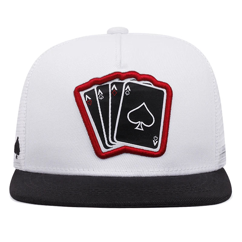 Playing Card Embroidered Flat Brim Baseball Cap – Hip Hop Streetwear Snapback