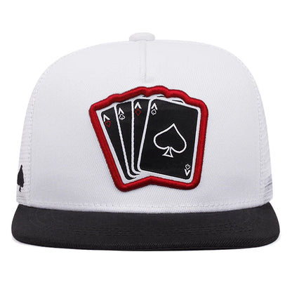 Playing Card Embroidered Flat Brim Baseball Cap – Hip Hop Streetwear Snapback