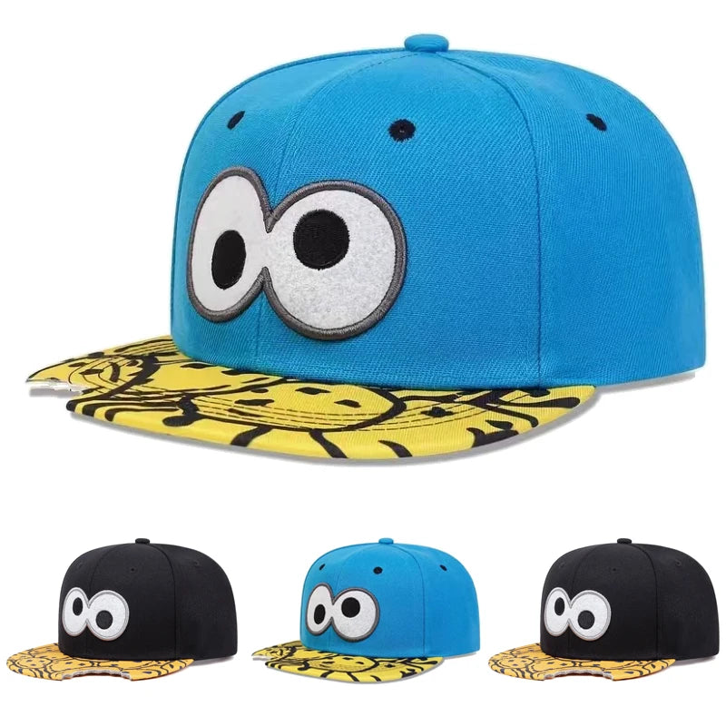 Funny Eye - Embroidered Flat Brimmed Unisex Baseball Hat, HipHop Hat for Outdoor Leisure