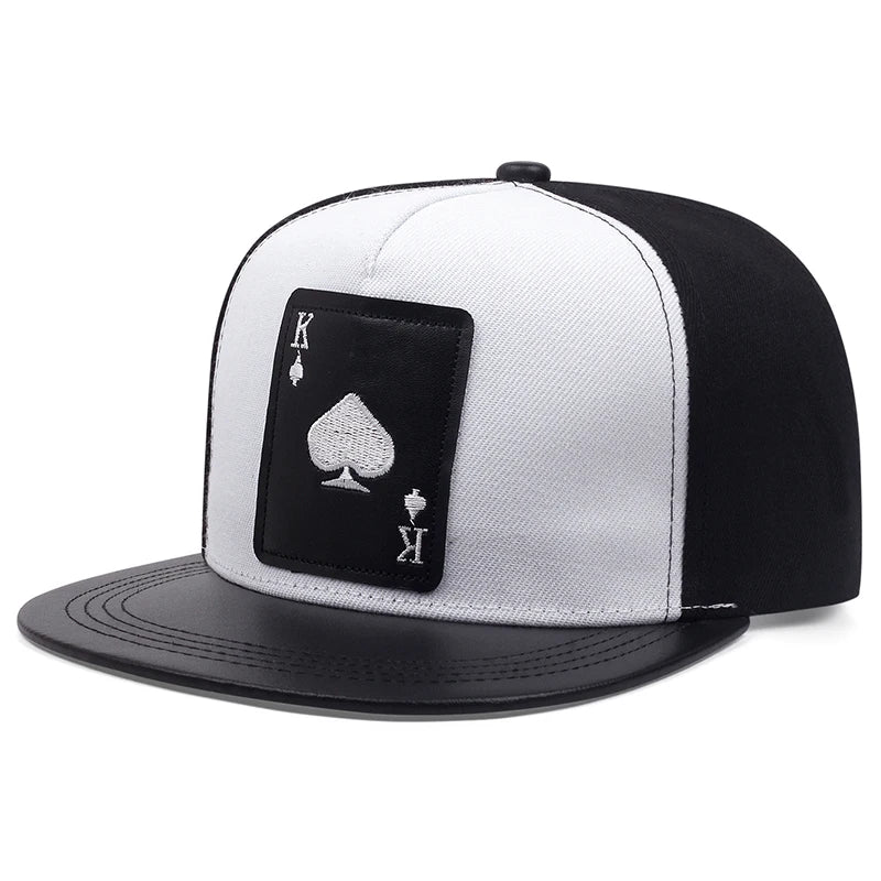 Poker Spades King Embroidered Flat Brim Hat – Hip Hop Streetwear Baseball Cap