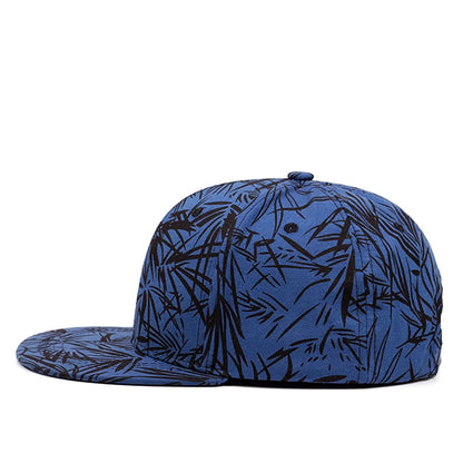 Bamboo Leaf Print Trucker Cap – Breathable Mesh Snapback Hat