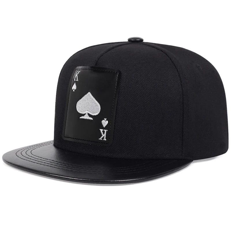 Poker Spades King Embroidered Flat Brim Hat – Hip Hop Streetwear Baseball Cap