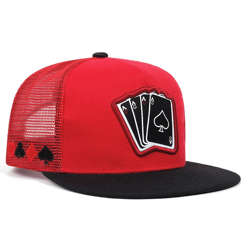 Playing Card Embroidered Flat Brim Baseball Cap – Hip Hop Streetwear Snapback