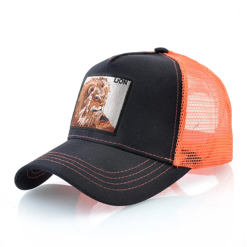 Baseball Cap With Lion Embroidery Patch Snapback | Streetwear Hip Hop Adjustable Hat