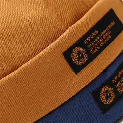 Retro Brimless Cap with Letter Label | Unisex Streetwear Beanie Hat