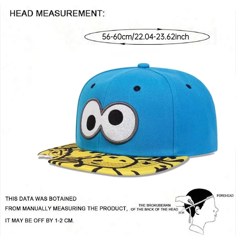 Funny Eye - Embroidered Flat Brimmed Unisex Baseball Hat, HipHop Hat for Outdoor Leisure