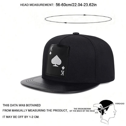 Poker Spades King Embroidered Flat Brim Hat – Hip Hop Streetwear Baseball Cap