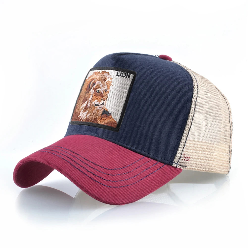 Baseball Cap With Lion Embroidery Patch Snapback | Streetwear Hip Hop Adjustable Hat