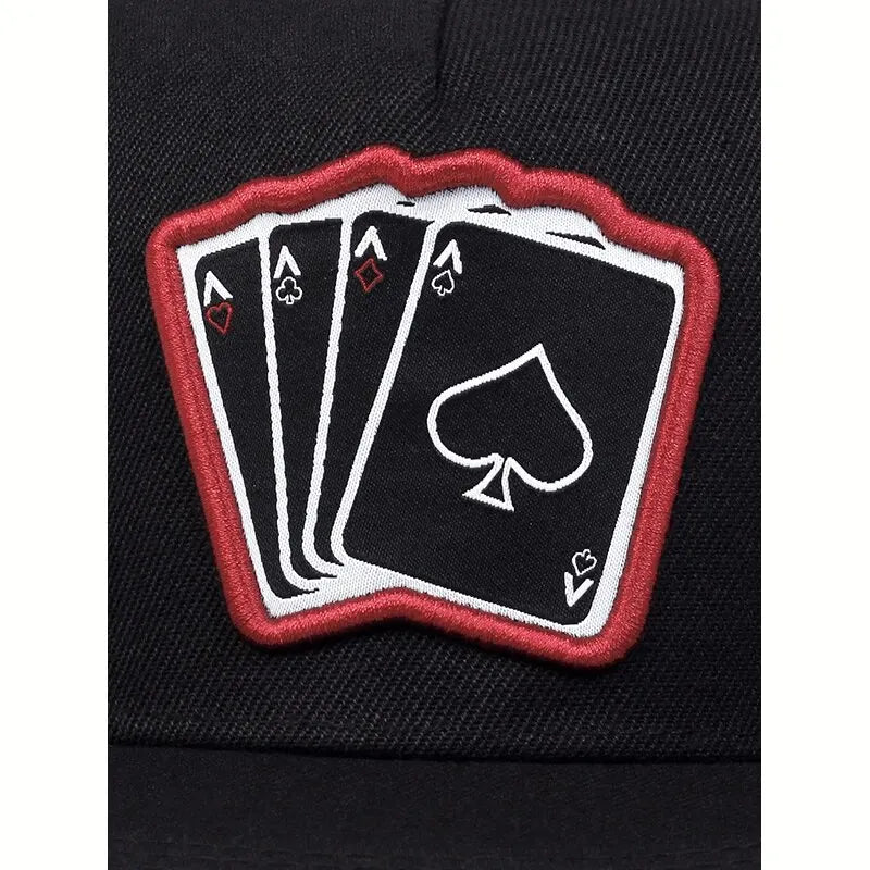 Playing Card Embroidered Flat Brim Baseball Cap – Hip Hop Streetwear Snapback